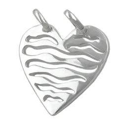 Anhänger 21mm Herz mit 2 Ösen 925 Silber Silberanhänger Kettenanhänger Damen