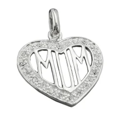 Anhänger 20mm Herz MOM Zirkonia 925 Silber Sterlingsilber Silberanhänger Damen