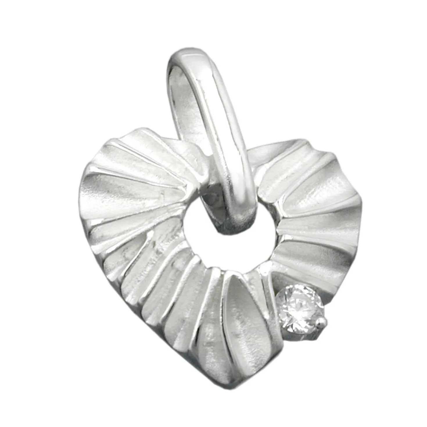 Anhänger 17mm Kettenanhänger Herz mit weißem Zirkonia 925 Silber Damen
