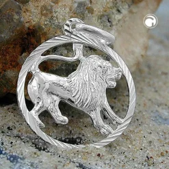 Anhänger 15mm Kettenanhänger Sternzeichen Löwe aus 925 Silber Unisex