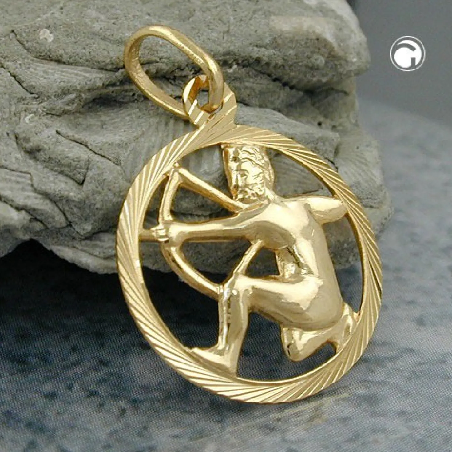Anhänger 15mm Kettenanhänger Sternzeichen Schütze aus 375 Gold Gelbgold Unisex