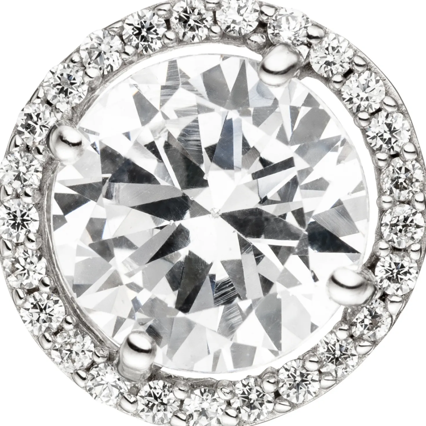 Anhänger 10,6mm Kreis aus weißen Zirkonia, 333 Gold Weißgold Goldanhänger Damen