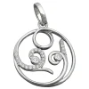 Anhänger 26mm Kreis mit Muster Zirkonia weiß 925 Silber Sterlingsilber Damen