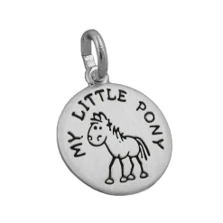 Anhänger 12mm Medaille My Little Pony schwarz 925 Silber Kinder Silberanhänger