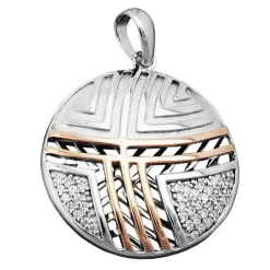 Anhänger 24mm mit Zirkonia 925 Silber matt-glänzend rotgold-vergoldet Damen