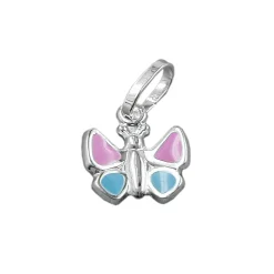 Anhänger 8mm pink blau Schmetterling aus echtem 925 Silber für Kinder