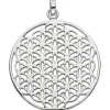 Anhänger 30,5mm runder Halsschmuck mit Ornament-Muster aus 925 Silber rhodiniert