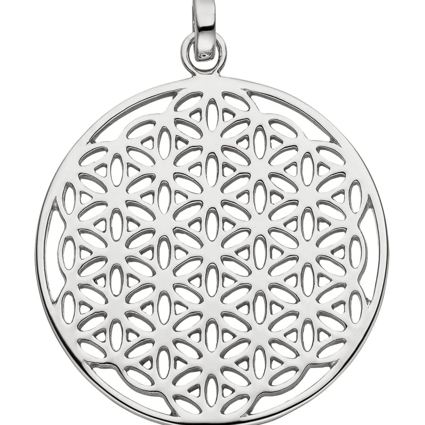 Anhänger 30,5mm runder Halsschmuck mit Ornament-Muster aus 925 Silber rhodiniert