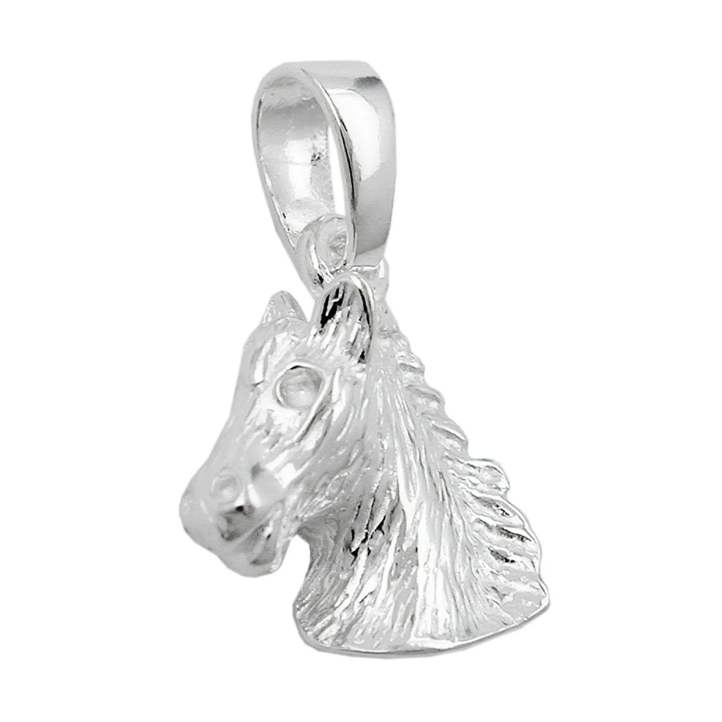 Anhänger 12mm Silberanhänger Pferdekopf massiv 925 Sterlingsilber Damen