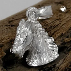 Anhänger 12mm Silberanhänger Pferdekopf massiv 925 Sterlingsilber Damen