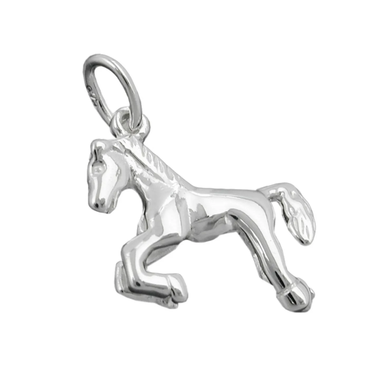 Anhänger 15mm Silberanhänger Pferd Pferdchen 925 Echtsilber für Kinder