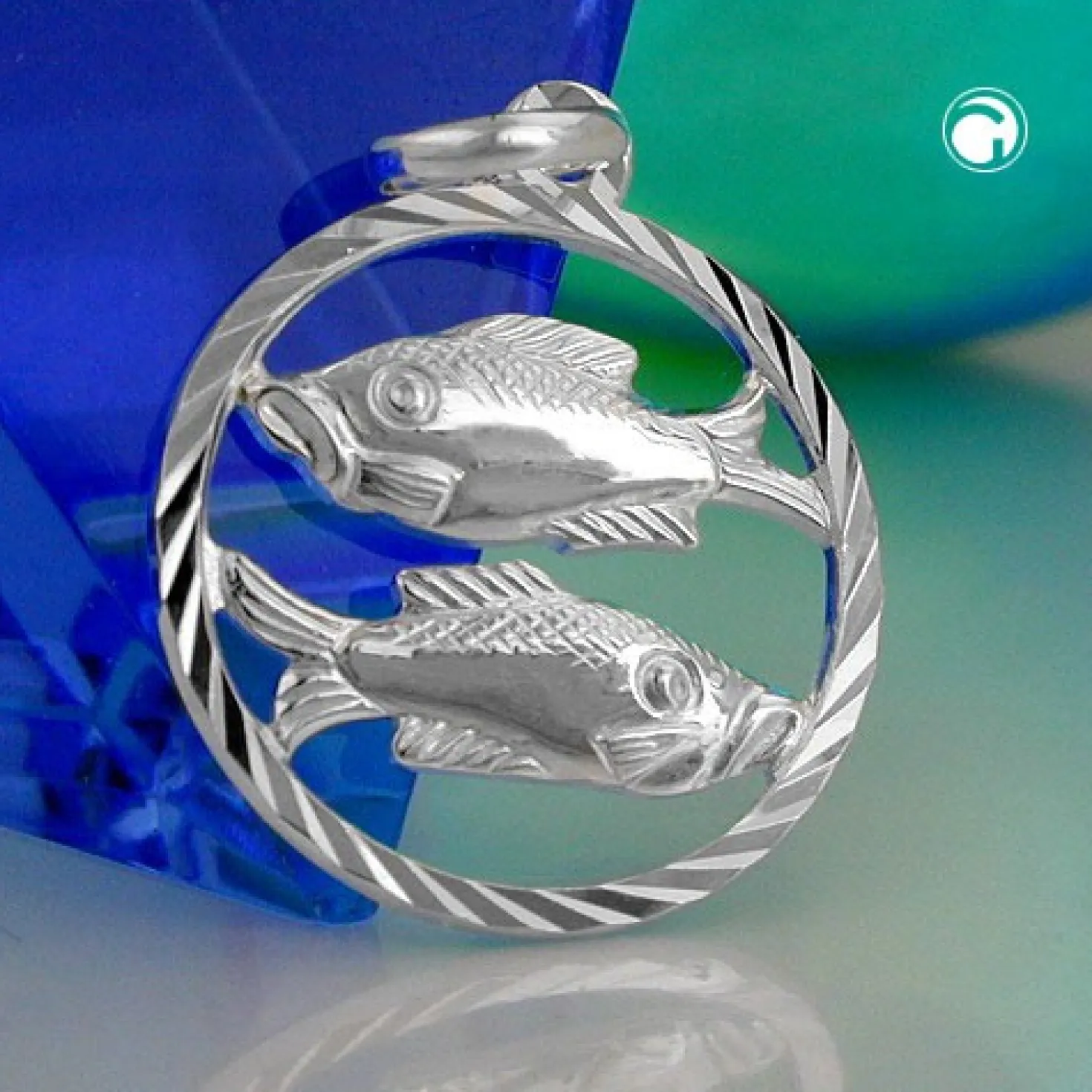Anhänger 15mm Silberanhänger Sternzeichen Fische 925 Echtsilber für Damen
