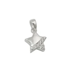 Anhänger 9mm Stern Sternchen mit 5 Spitzen weiße Zirkonia 925 Silber Halsschmuck