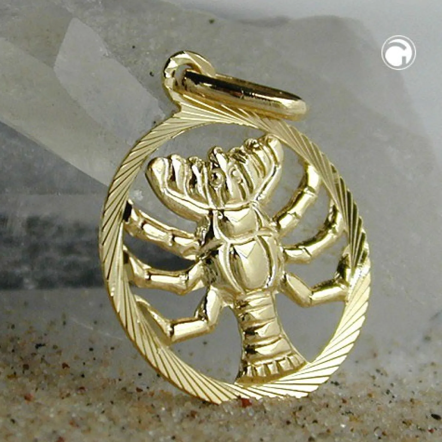 Anhänger 15mm Sternzeichen Krebs aus 375 Gold Gelbgold Goldanhänger