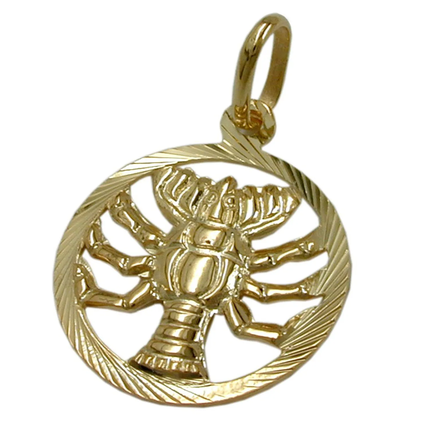 Anhänger 15mm Sternzeichen Krebs aus 375 Gold Gelbgold Goldanhänger