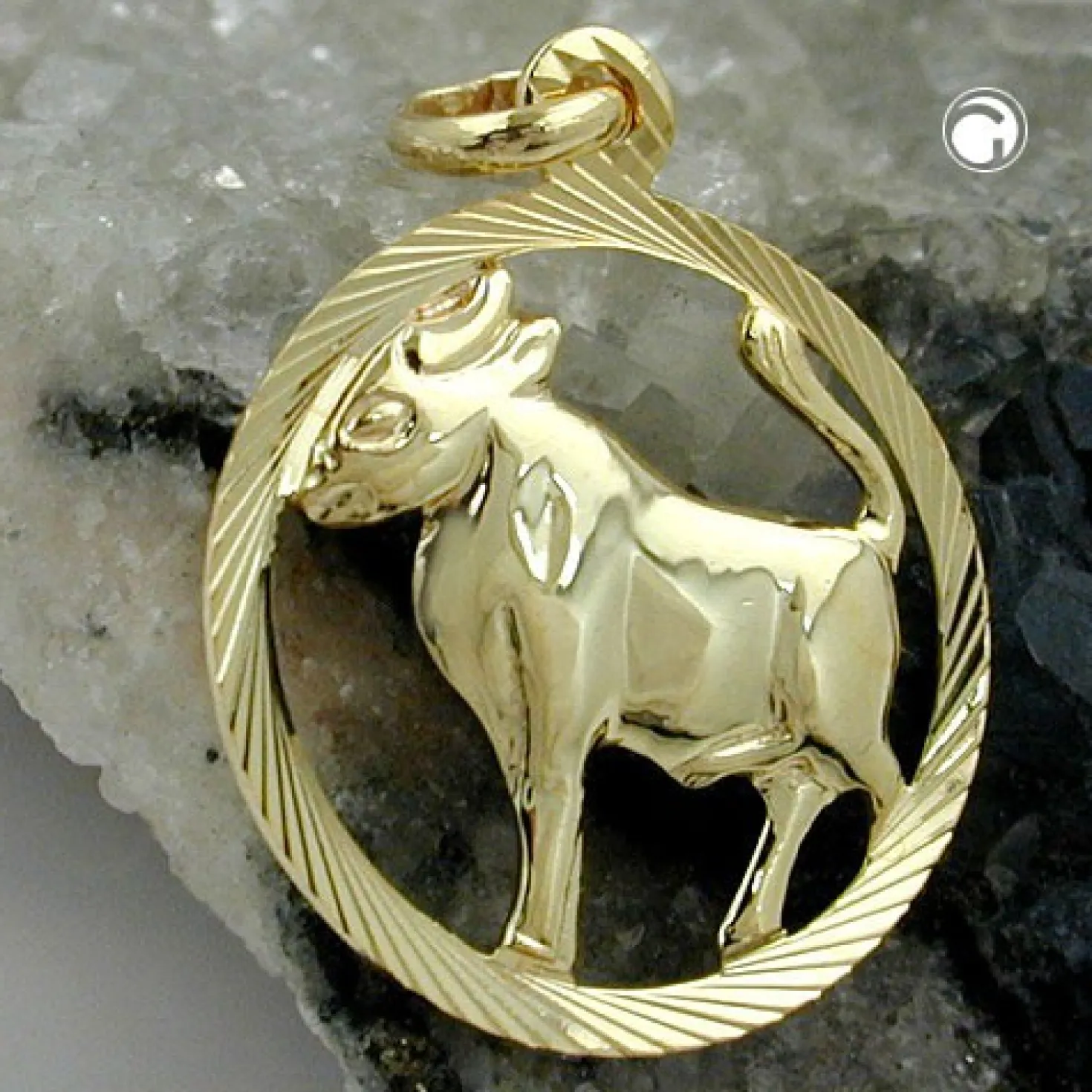Anhänger 15mm Sternzeichen Stier aus 375 Gold Gelbgold Goldanhänger