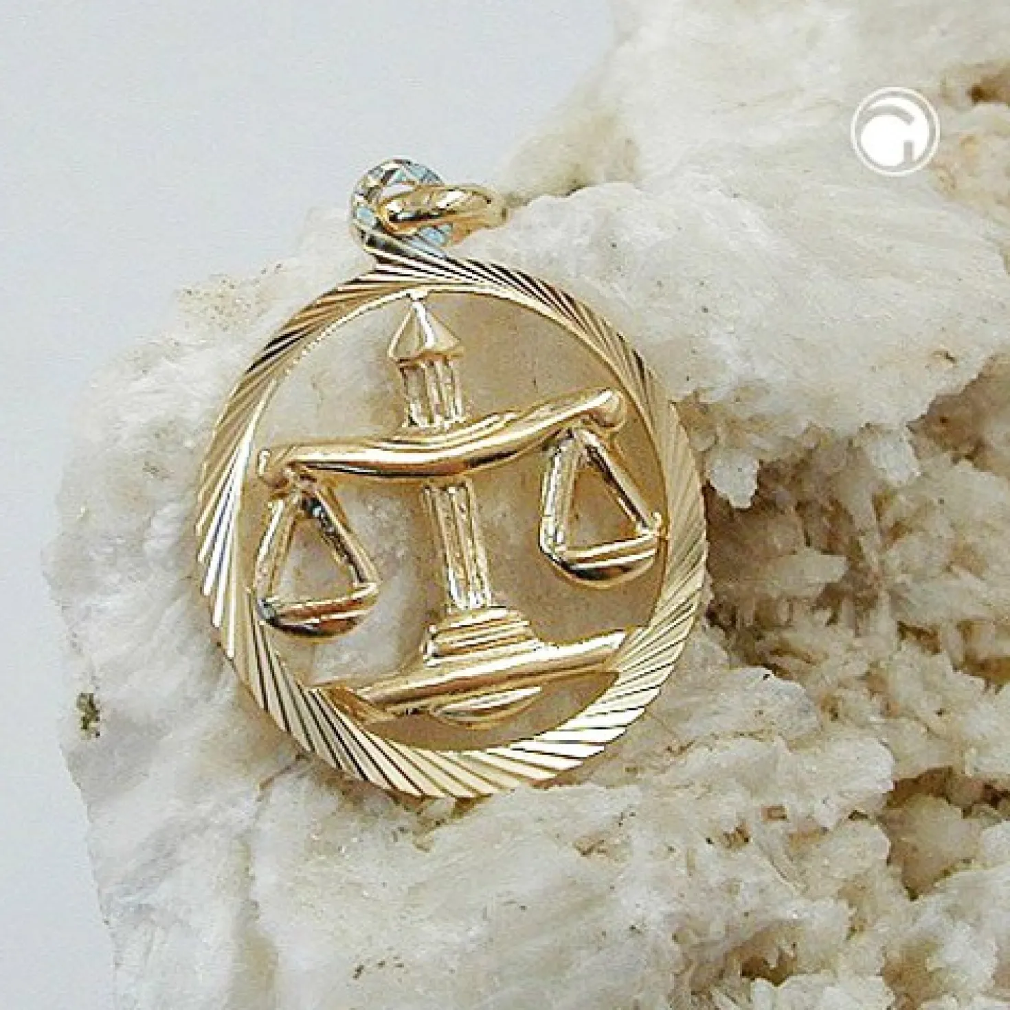 Anhänger 15mm Sternzeichen Waage aus 375 Gold Gelbgold Goldanhänger
