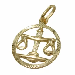 Anhänger 15mm Sternzeichen Waage aus 375 Gold Gelbgold Goldanhänger