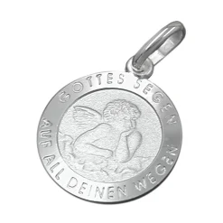Anhänger 12mm Taufanhänger Medaille Engel aus echtem 925 Silber für Kinder
