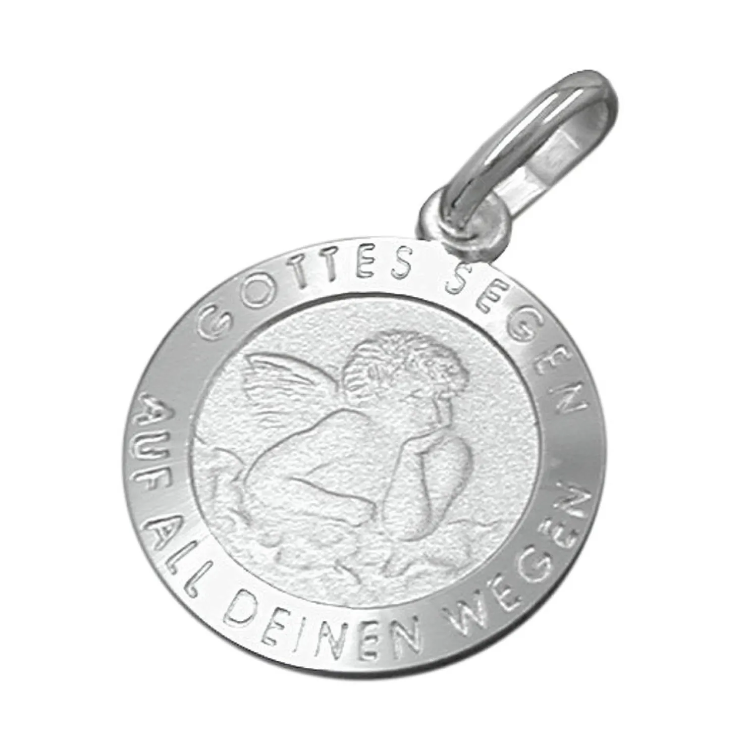 Anhänger 12mm Taufanhänger Medaille Engel aus echtem 925 Silber für Kinder
