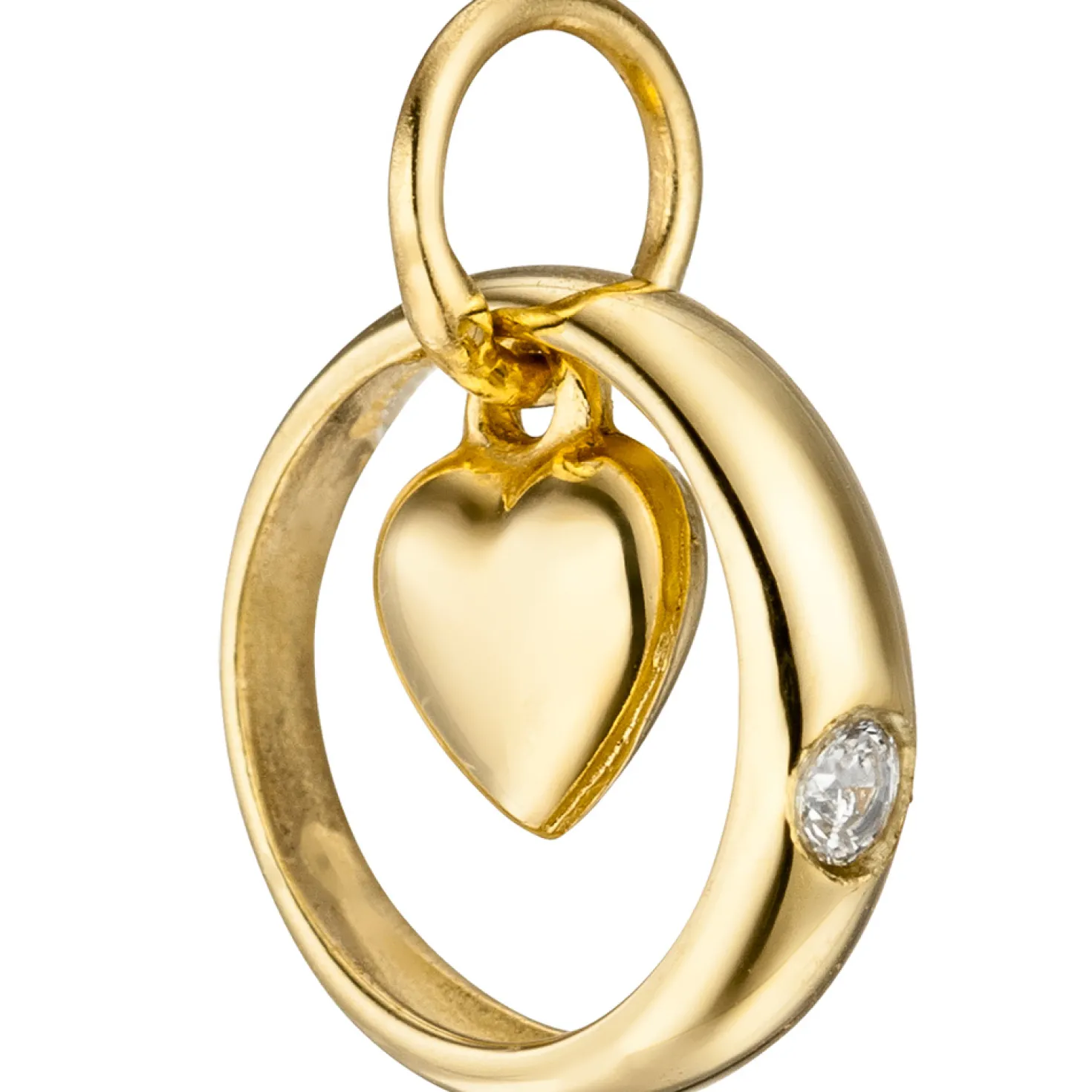 Anhänger 2,7mm Taufanhänger Taufring mit Herzchen Zirkonia 333 Gold Gelbgold