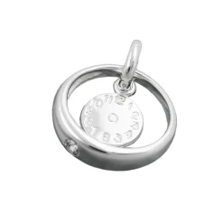 Anhänger 12mm Taufring Geburtsuhr aus echtem 925 Sterlingsilber für Kinder