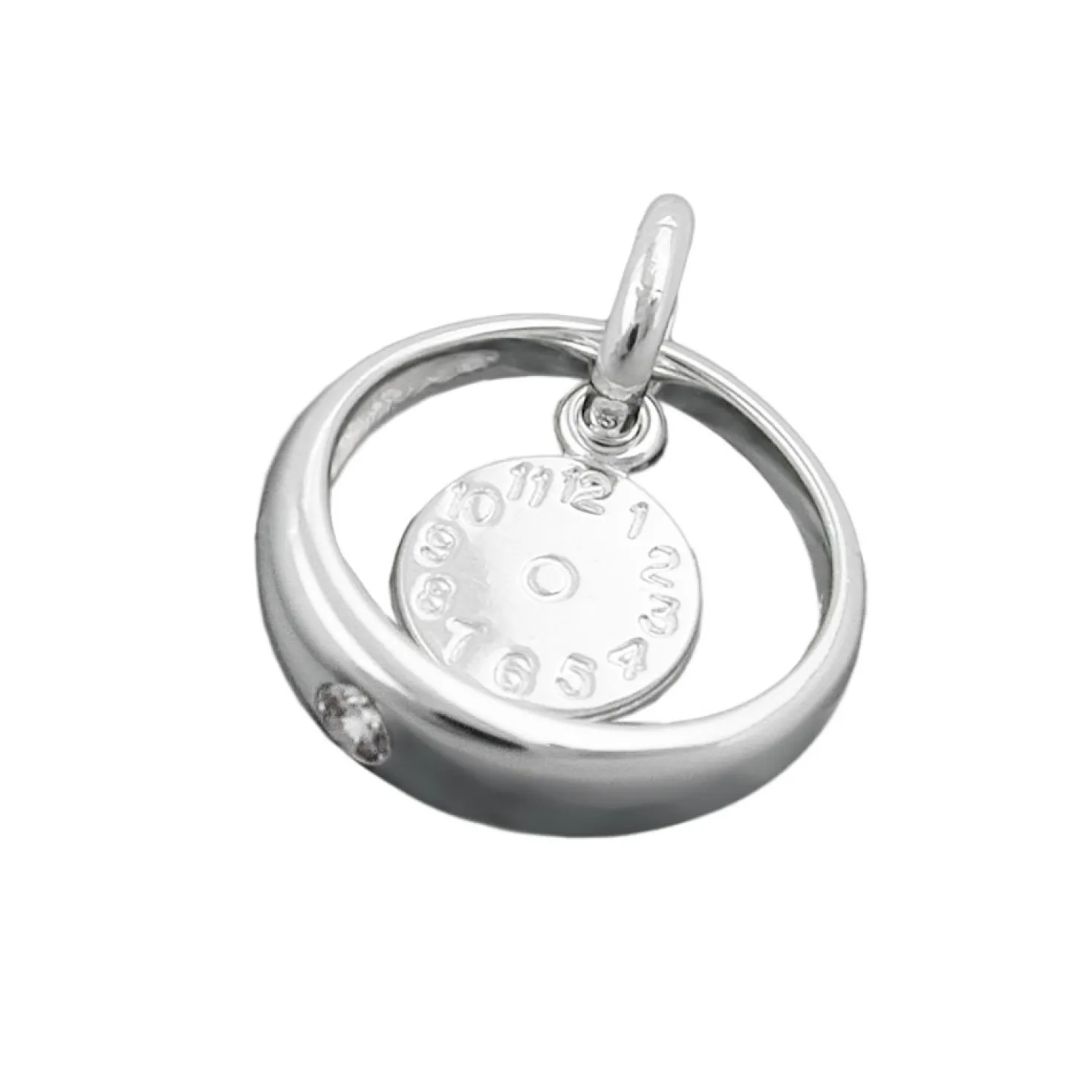 Anhänger 12mm Taufring Geburtsuhr aus echtem 925 Sterlingsilber für Kinder