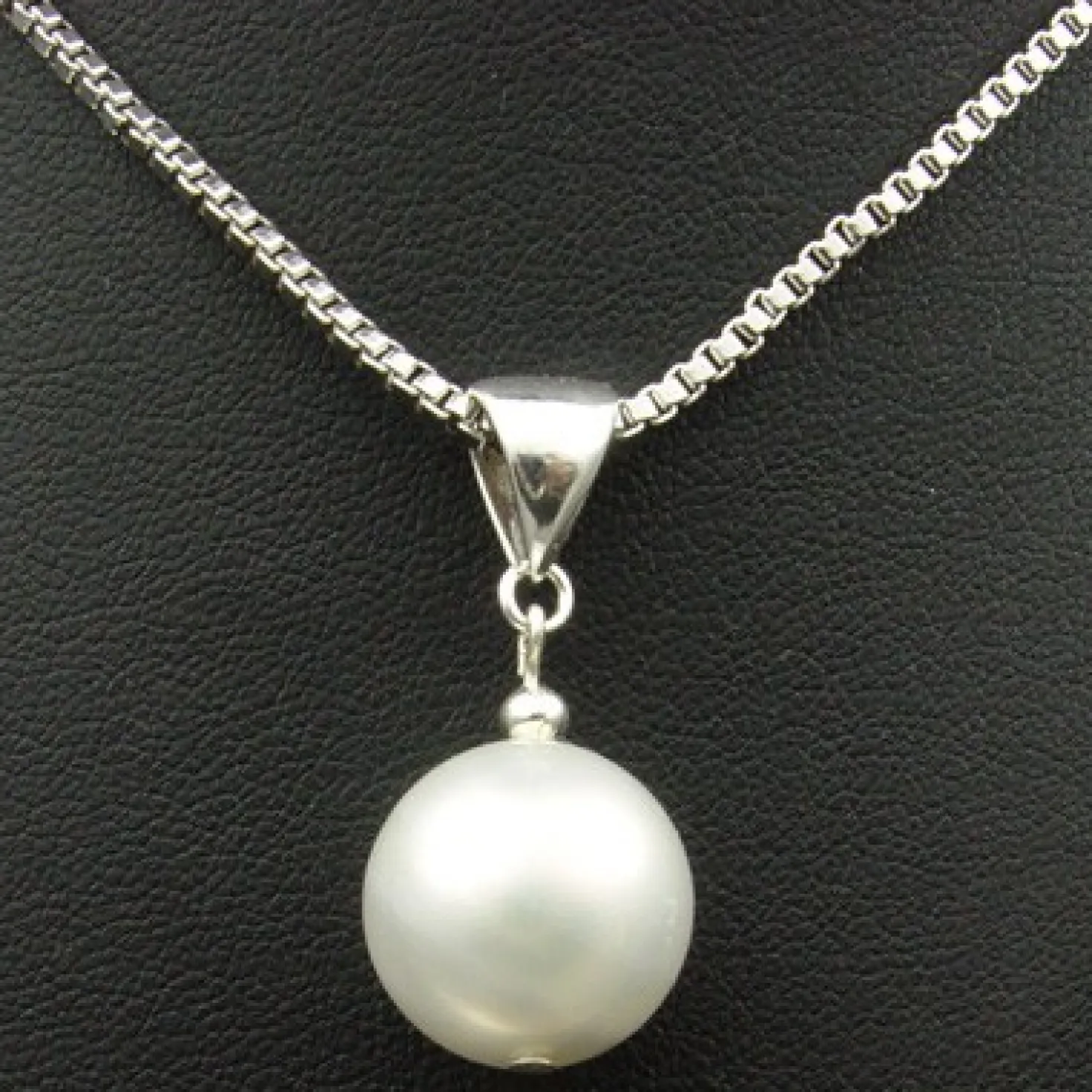 Anhänger, Muschelkernperle & 925er Silber, creme weiß, Ø 14mm