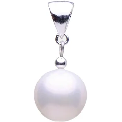 Anhänger, Muschelkernperle & 925er Silber, creme weiß, Ø 14mm