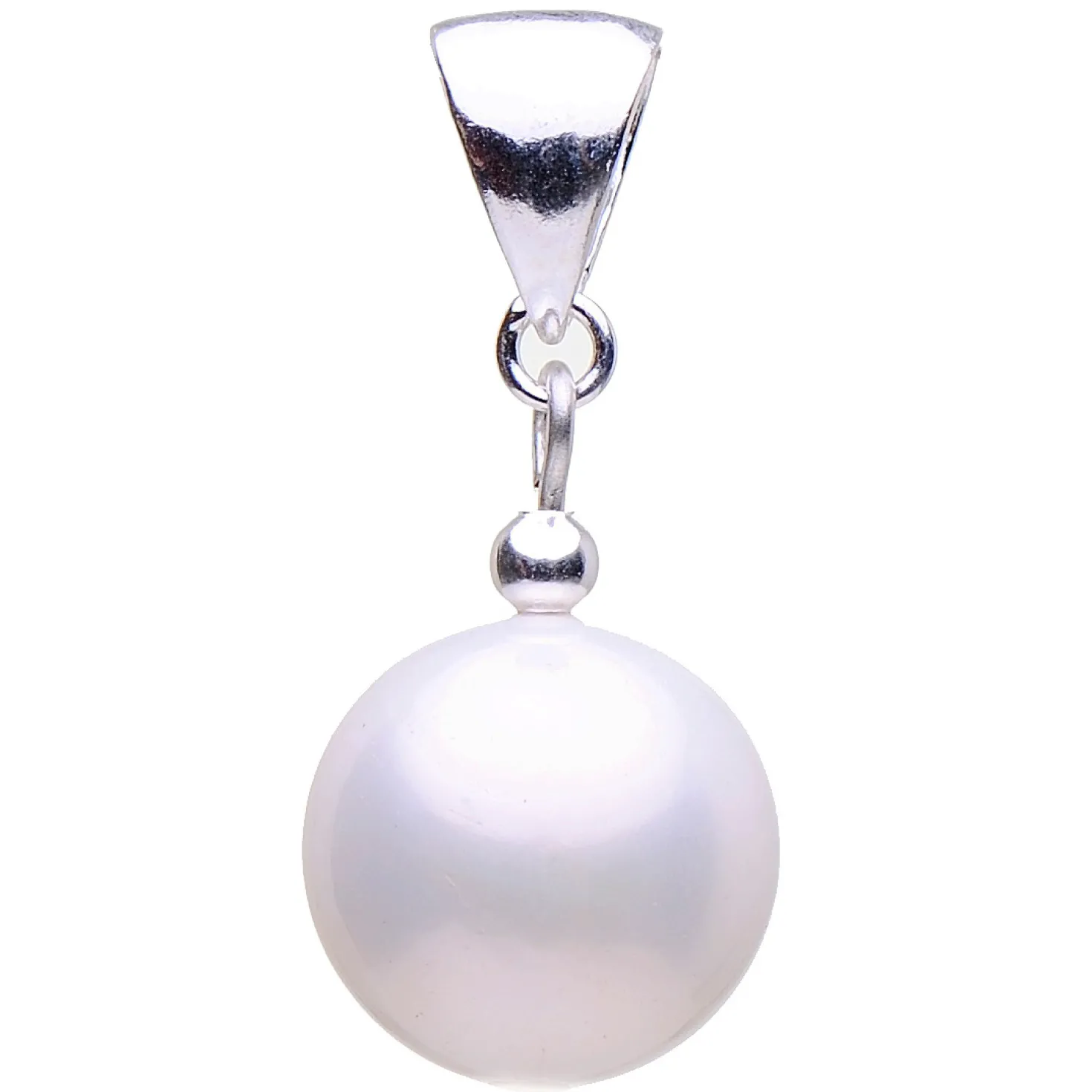 Anhänger, Muschelkernperle & 925er Silber, creme weiß, Ø 14mm
