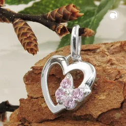 Anhänger offenes Herz Herzchen mit Schmetterling am Rand Zirkonia 925 Silber