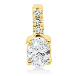 Anhänger Oval aus 750 Gold Gelbgold 4 Diamanten 0,28ct TW-SI 9,5x3,8mm mit Öse