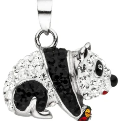 Anhänger Panda Pandabär mit Kristallen multicolor 925 Silber rhodiniert Kinder