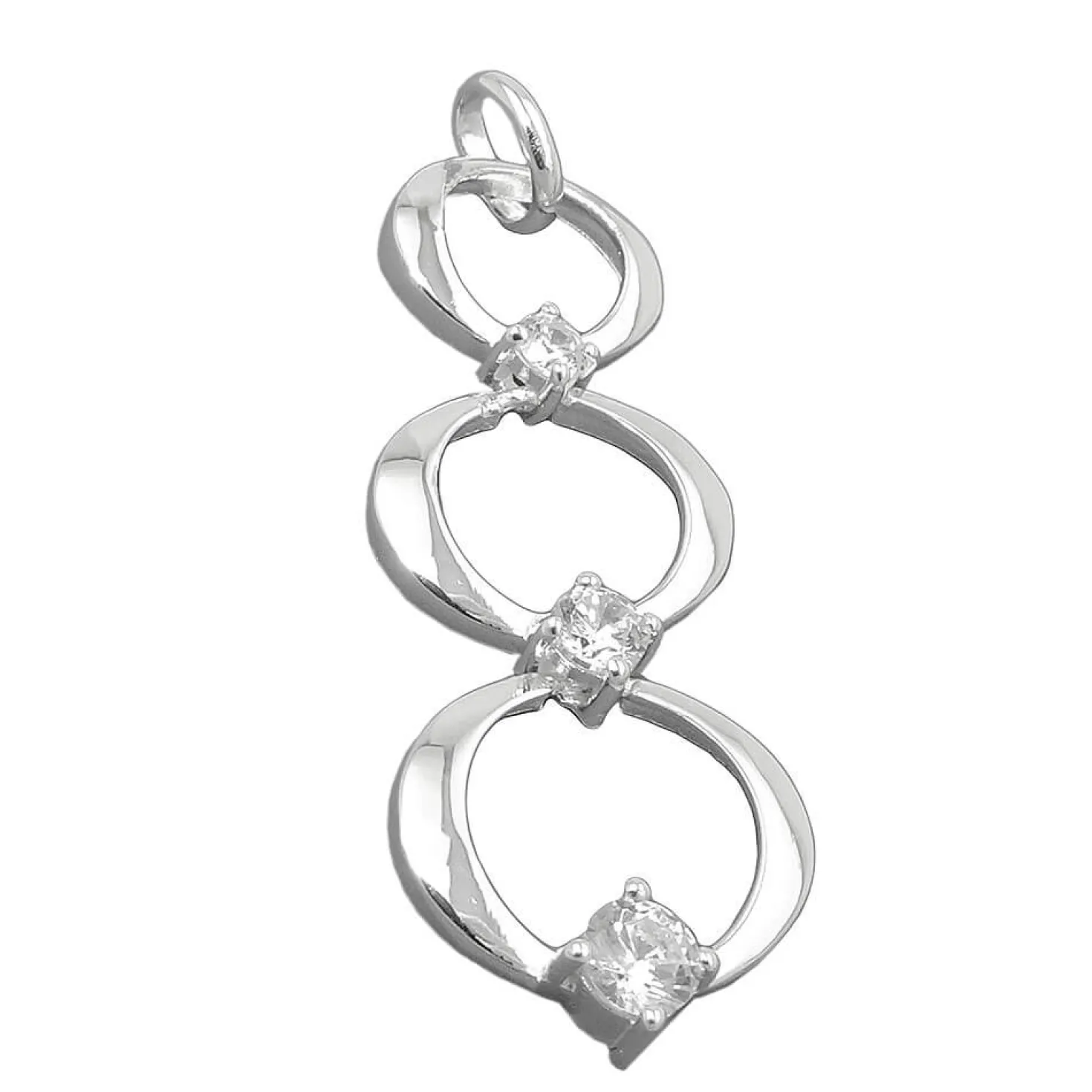 Anhänger 3 Ringe übereinander 32x13mm Zirkonia 925 Silber Halsschmuck