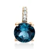 Anhänger 750 Rotgold Topas 2,21ct London Blue 4 Brillanten 0,06ct TW-SI 13,8x8mm