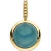 Anhänger rund aus 375 Gold Gelbgold mit Chalcedon blau 21,5x12,9mm