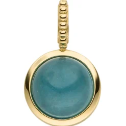 Anhänger rund aus 375 Gold Gelbgold mit Chalcedon blau 21,5x12,9mm