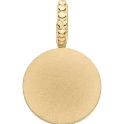 Anhänger rund aus 375 Gold Gelbgold mit Chalcedon blau 21,5x12,9mm