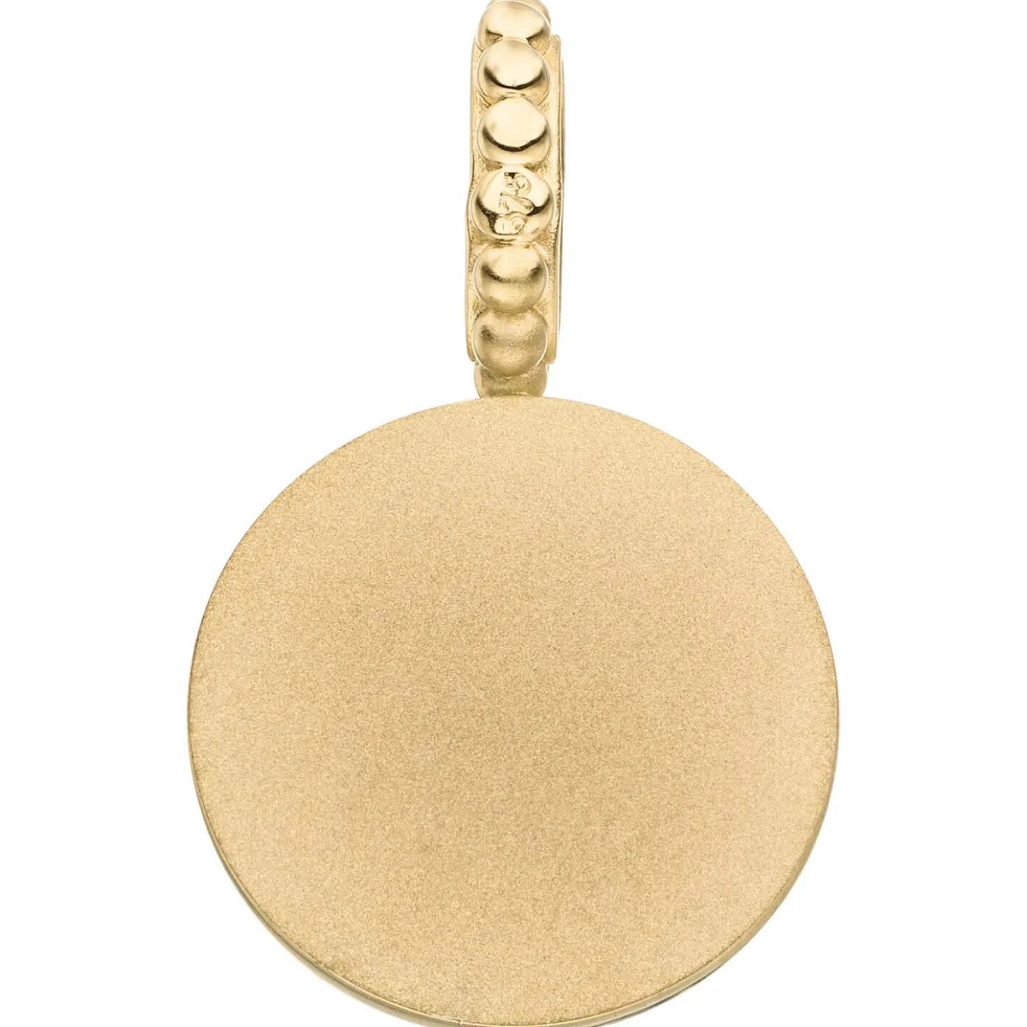 Anhänger rund aus 375 Gold Gelbgold mit Chalcedon blau 21,5x12,9mm