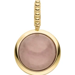 Anhänger rund aus 375 Gold Gelbgold mit Chalcedon rosa 21,7x13mm