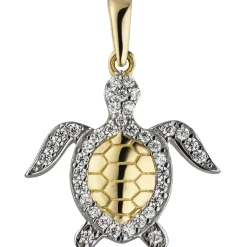Anhänger Schildkröte 38 Zirkonia 333 Gold Gelbgold teilrhodiniert 17,5x16,4mm