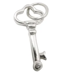 Anhänger Schlüssel 21x10mm mit weißen Zirkonia, 925 Silber Halsschmuck Damen