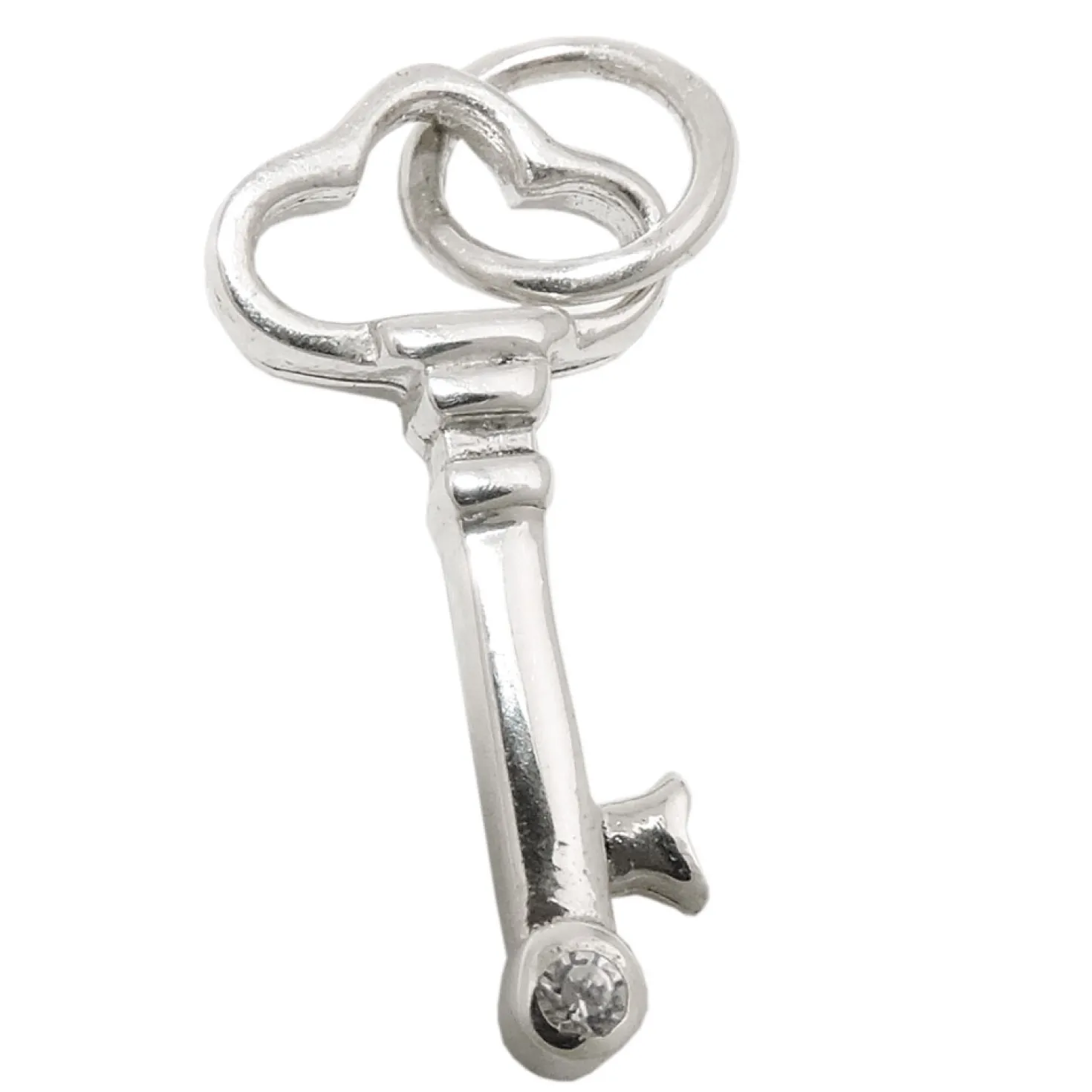 Anhänger Schlüssel 21x10mm mit weißen Zirkonia, 925 Silber Halsschmuck Damen
