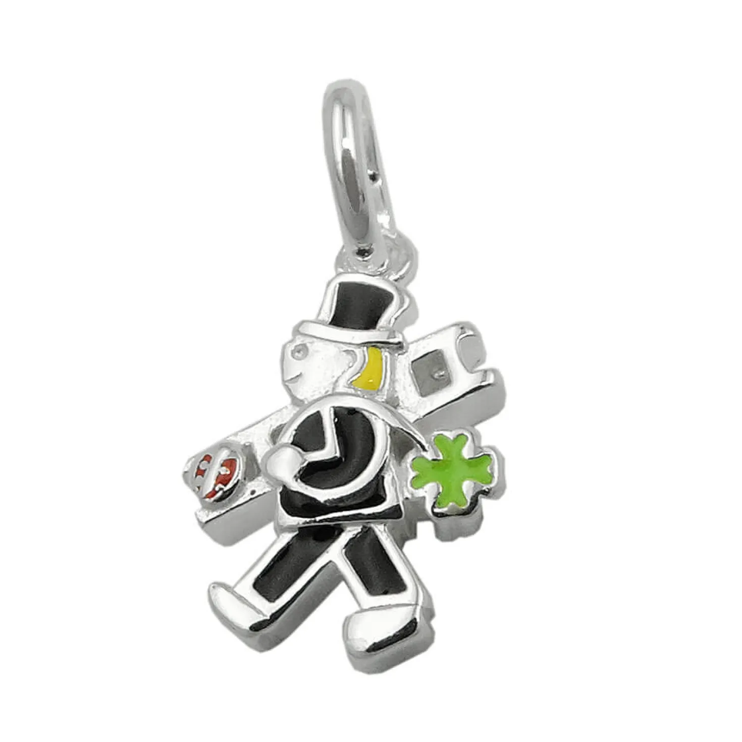 Anhänger Schornsteinfeger 12x10mm multicolor lackiert 925 Silber Kinder
