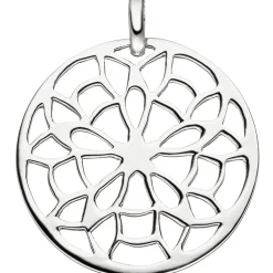 Anhänger Silberanhänger mit Muster Blume Kreis mit Netz 925 Silber rund