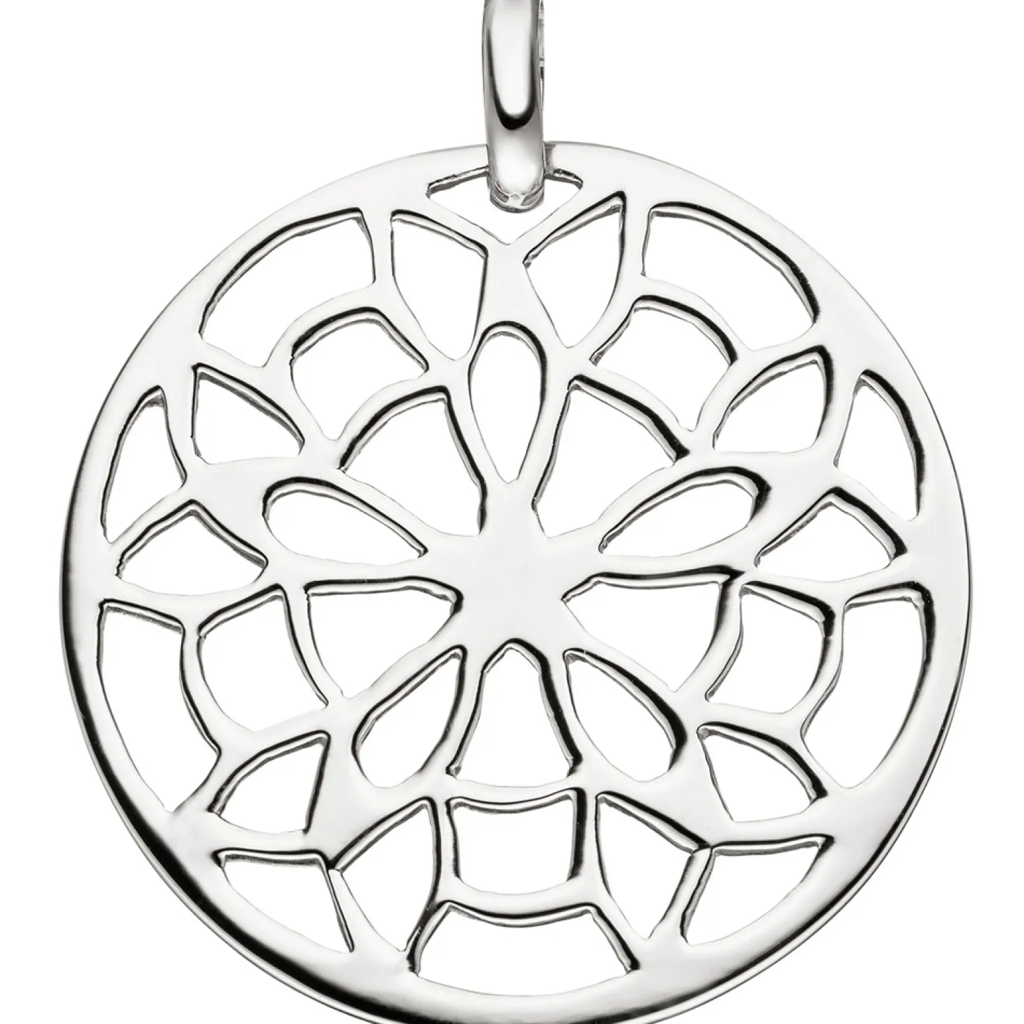 Anhänger Silberanhänger mit Muster Blume Kreis mit Netz 925 Silber rund