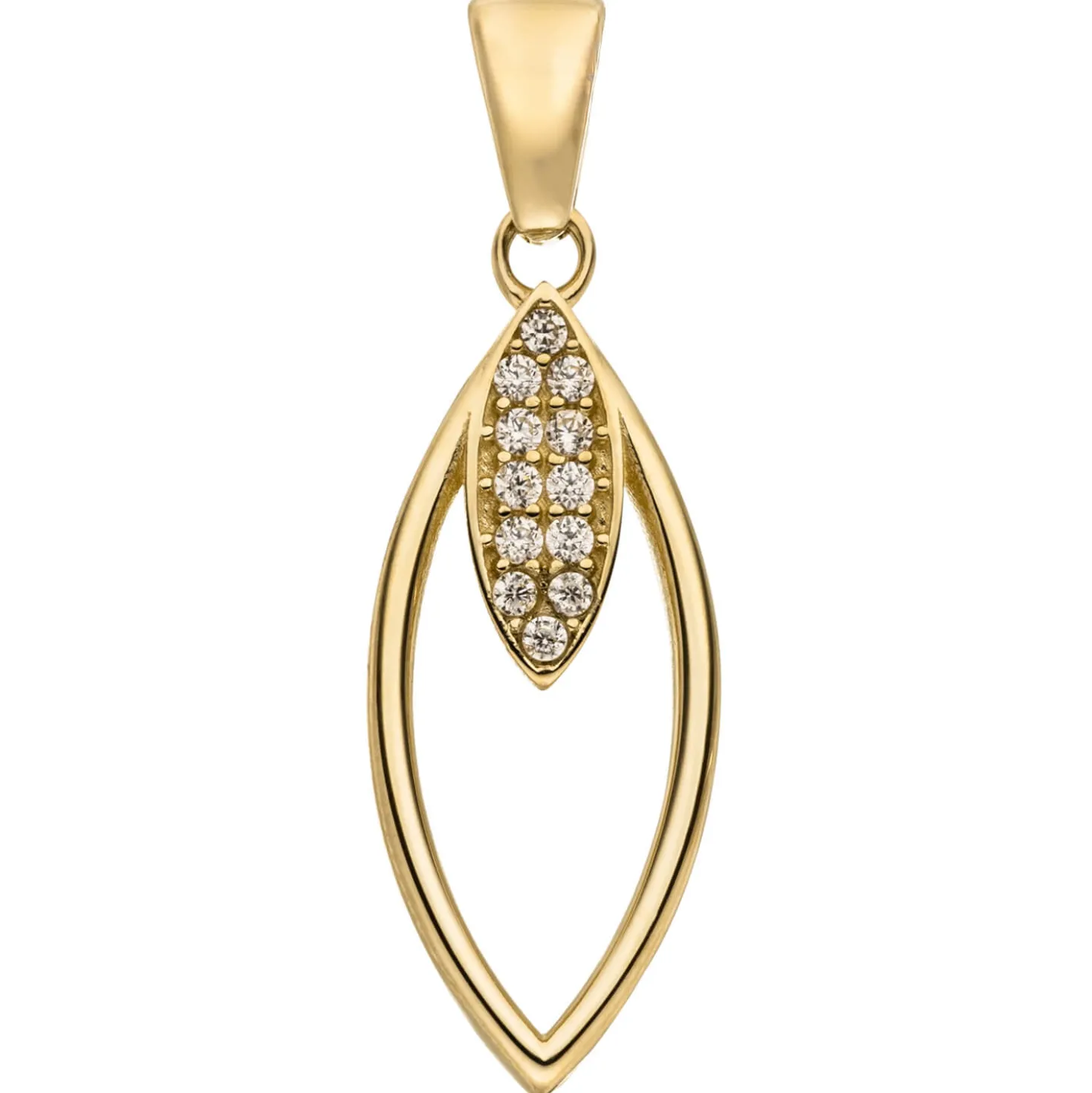 Anhänger spitzoval aus 333 Gold Gelbgold mit 12 Zirkonia 20,7x8,2mm glänzend