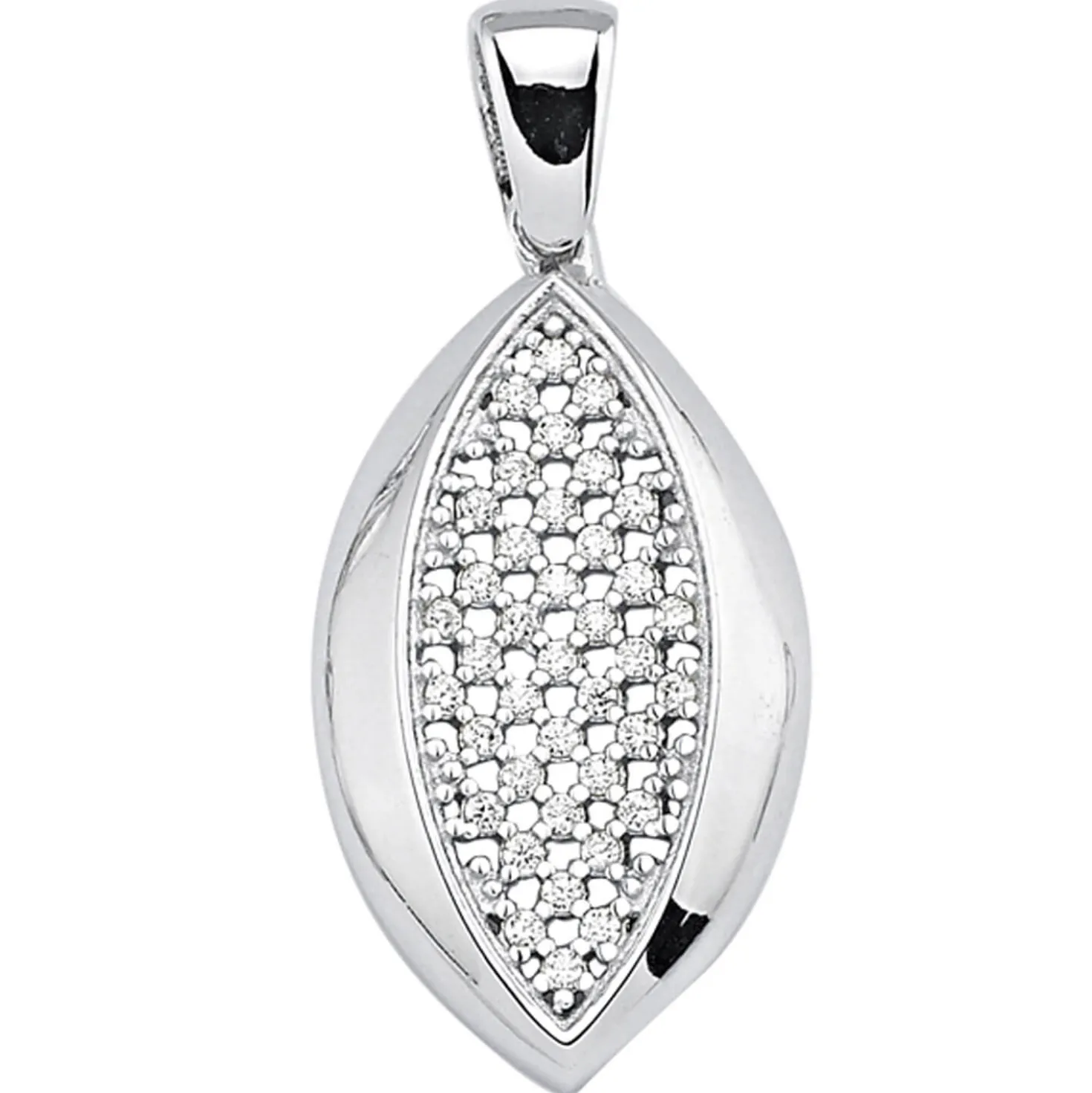Anhänger spitzoval 26,1x14,1mm aus 925 Silber rhodiniert mit 39 Zirkonia weiß