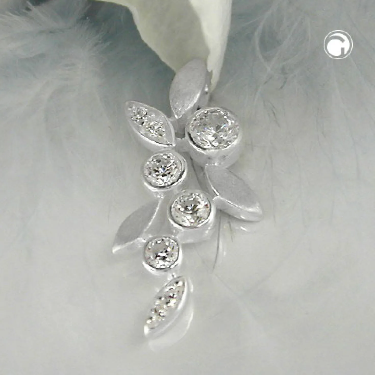 Anhänger Ästchen 23x11mm mit Zirkonia weiß 925 Silber Sterlingsilber