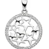 Anhänger Sternchen im Kreis Stern Silhouette mit Zirkonia 925 Silber Halsschmuck